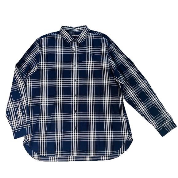 MICHAEL KORS BLUE CLASSIC PLAID MENS BUTTON DOWN SHIRT XL PREPPY - Picture 1 of 3